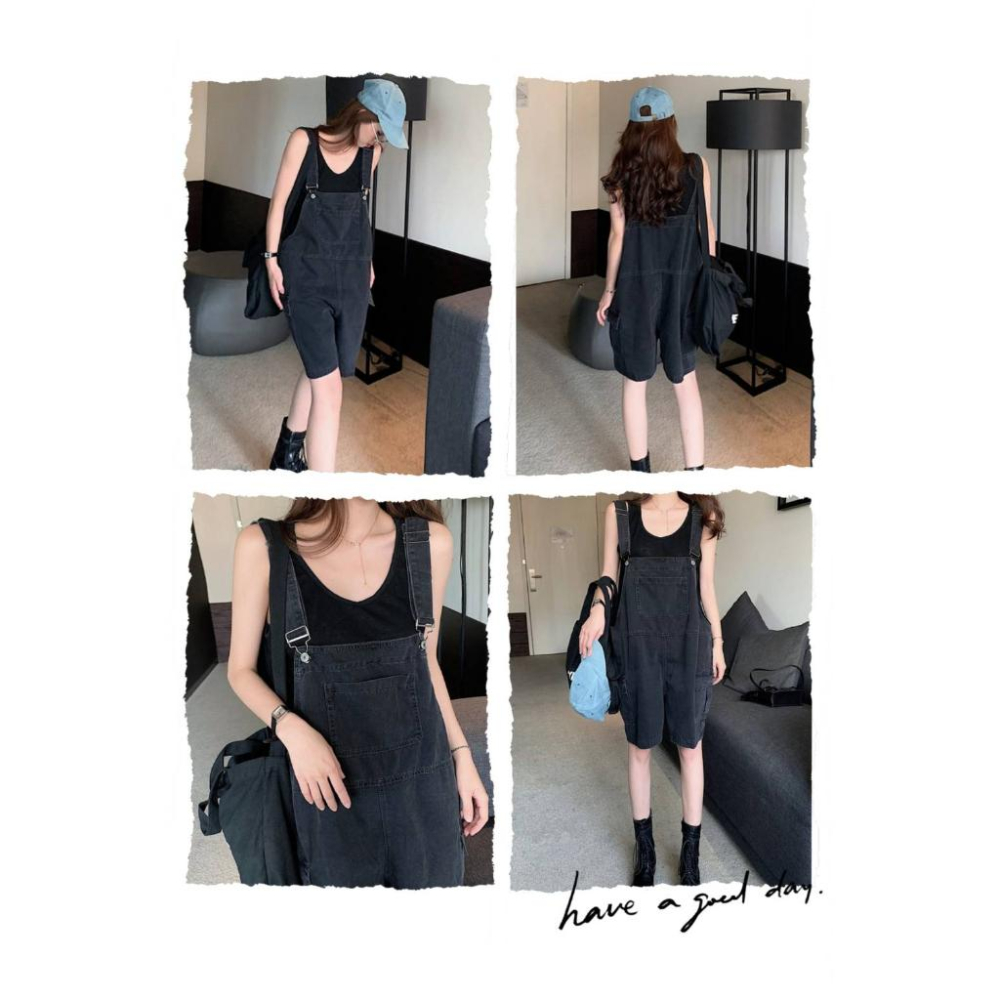 🔥現貨🔥 𝙈𝙖 𝙘𝙝𝙚𝙧𝙚 現貨實拍 工裝側大口袋吊帶褲 吊帶短褲 (棉花糖女孩也能穿喔)-細節圖9