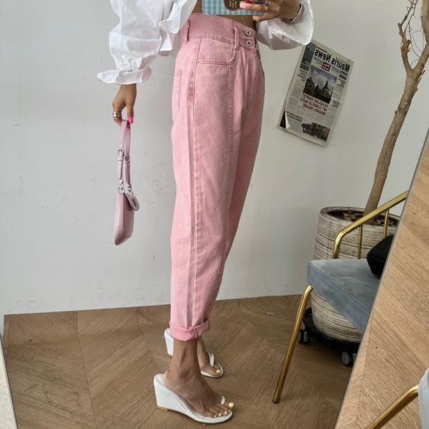 現貨！！ ⭐𝙈𝙖 𝙘𝙝𝙚𝙧𝙚⭐️現貨實拍 二扣車線洗色BF牛仔褲 (預+現）-細節圖2