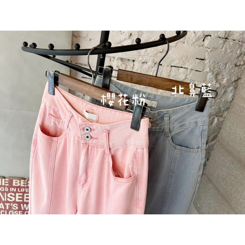 現貨！！ ⭐𝙈𝙖 𝙘𝙝𝙚𝙧𝙚⭐️現貨實拍 二扣車線洗色BF牛仔褲 (預+現）-細節圖7