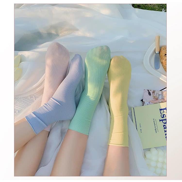 ⭐𝙈𝙖 𝙘𝙝𝙚𝙧𝙚⭐️ 現貨實拍 夏季薄款堆堆中筒襪 多彩中筒襪 (4雙一組) (預+現)-細節圖3