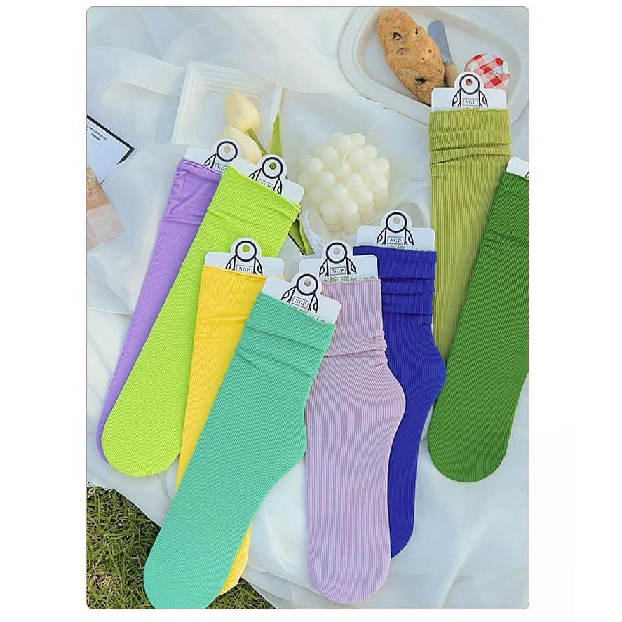⭐𝙈𝙖 𝙘𝙝𝙚𝙧𝙚⭐️ 現貨實拍 夏季薄款堆堆中筒襪 多彩中筒襪 (4雙一組) (預+現)-細節圖4