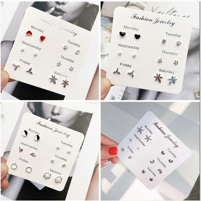 🌟飾不飾🌟耳環 多款式🚚現貨🚚一周耳環 六對組 韓國 Ins網紅 風格系列 韓系耳釘 耳針 耳飾 簡約百搭-細節圖3