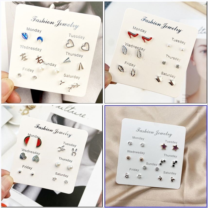 🌟飾不飾🌟耳環 多款式🚚現貨🚚一周耳環 六對組 韓國 Ins網紅 風格系列 韓系耳釘 耳針 耳飾 簡約百搭-細節圖4