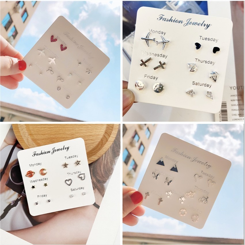 🌟飾不飾🌟耳環 多款式🚚現貨🚚一周耳環 六對組 韓國 Ins網紅 風格系列 韓系耳釘 耳針 耳飾 簡約百搭-細節圖5