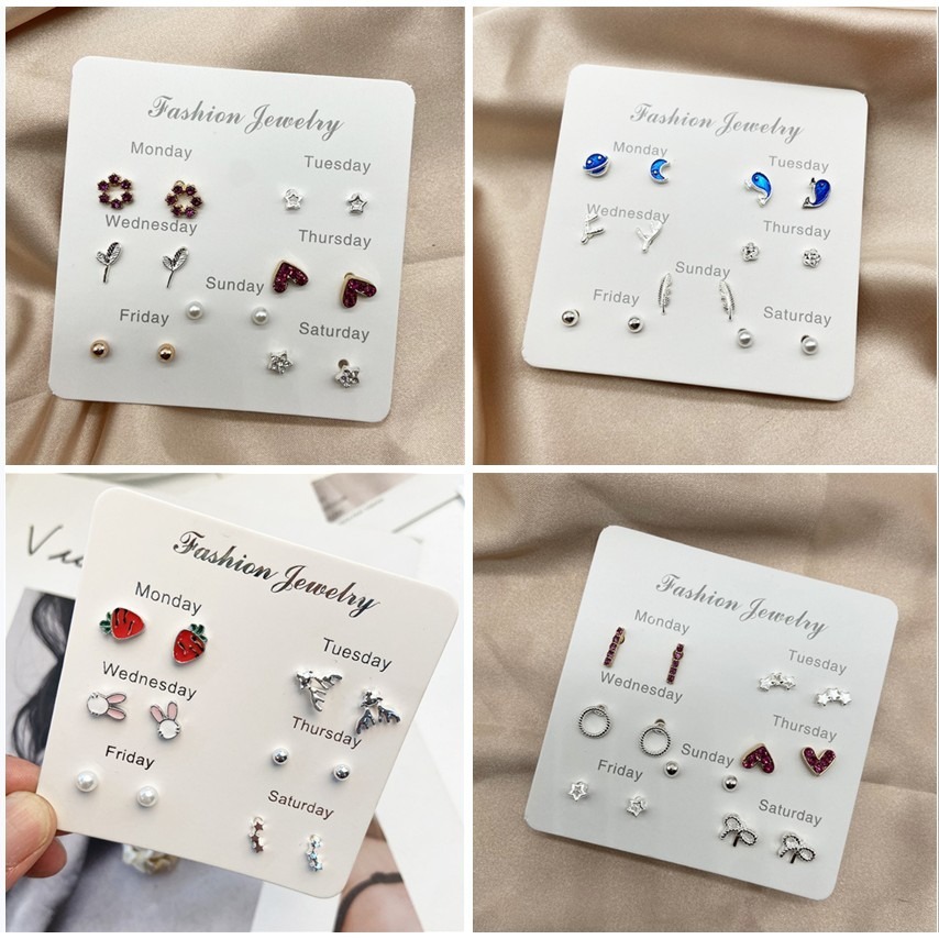 🌟飾不飾🌟耳環 多款式🚚現貨🚚一周耳環 六對組 韓國 Ins網紅 風格系列 韓系耳釘 耳針 耳飾 簡約百搭-細節圖6