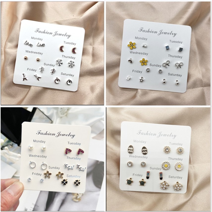 🌟飾不飾🌟耳環 多款式🚚現貨🚚一周耳環 六對組 韓國 Ins網紅 風格系列 韓系耳釘 耳針 耳飾 簡約百搭-細節圖7