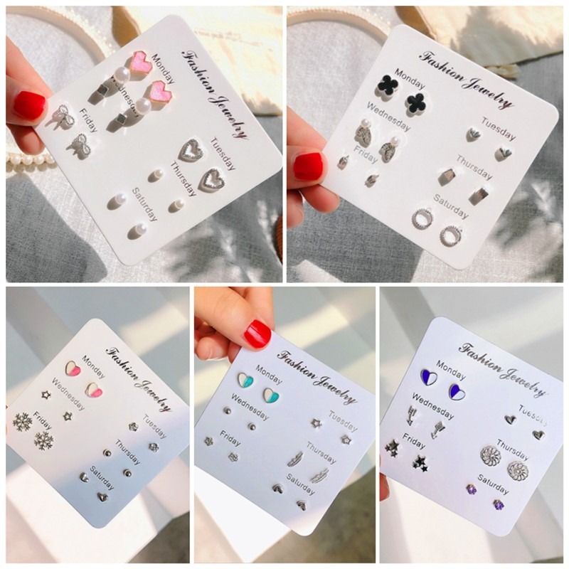 🌟飾不飾🌟耳環 多款式🚚現貨🚚一周耳環 六對組 韓國 Ins網紅 風格系列 韓系耳釘 耳針 耳飾 簡約百搭-細節圖8