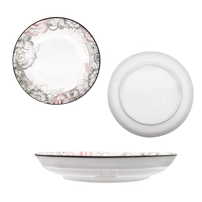 7吋 8吋富貴牡丹瓷盤 陶瓷盤 點心盤 碗盤組 餐盤 深盤 小盤子 瓷盤 圓盤 湯盤 復古 湯盤深盤 碗盤 餐具 發票-細節圖3