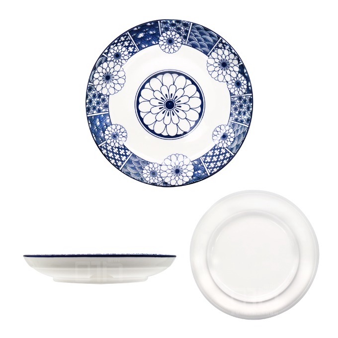 日式 8吋 藍之韵 瓷盤 陶瓷盤 深盤 圓形餐盤 瓷盤 圓盤 湯盤 碗盤組 陶瓷餐盤 碗盤器皿 碗盤 餐具 發票-細節圖3