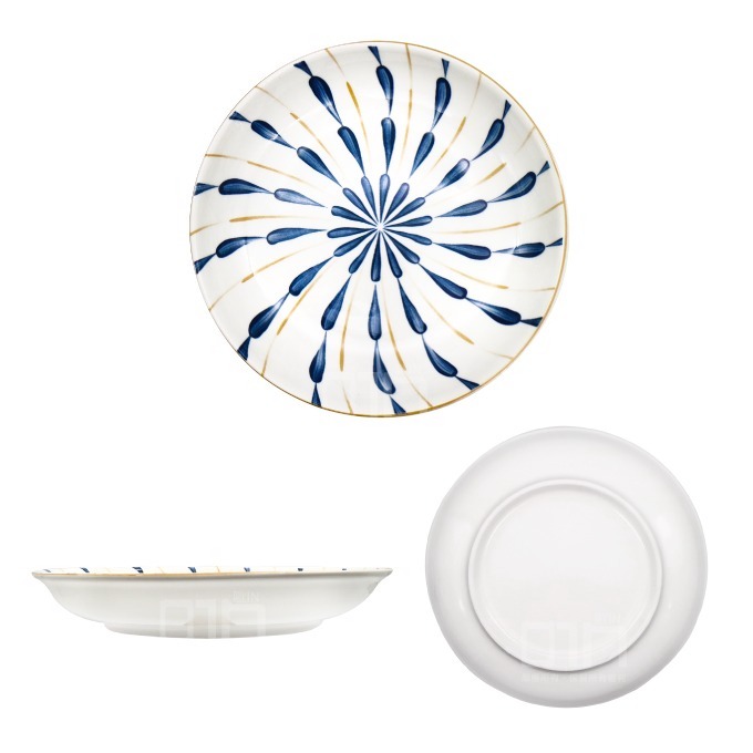 日式 8吋 水之韵 瓷盤 陶瓷盤 深盤 圓形餐盤 瓷盤 圓盤 湯盤 碗盤組 陶瓷餐盤 碗盤器皿 碗盤 餐具 發票-細節圖3