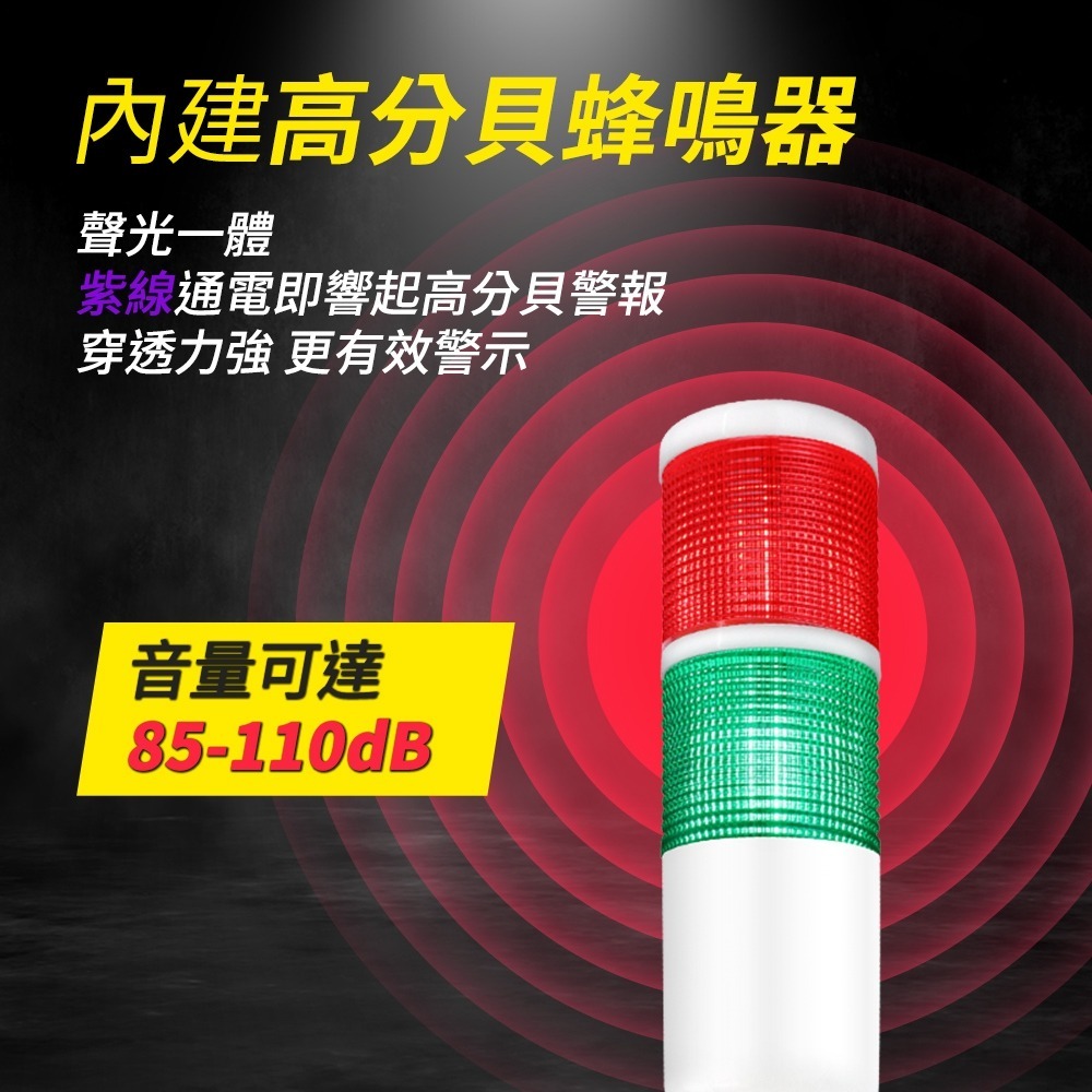 機床專用燈 工程警示燈 工地警示燈 頻閃燈 紅綠二色 監控設備燈 紅綠警示燈 蜂鳴警示燈 【頭手工具】RGLB24V-細節圖3