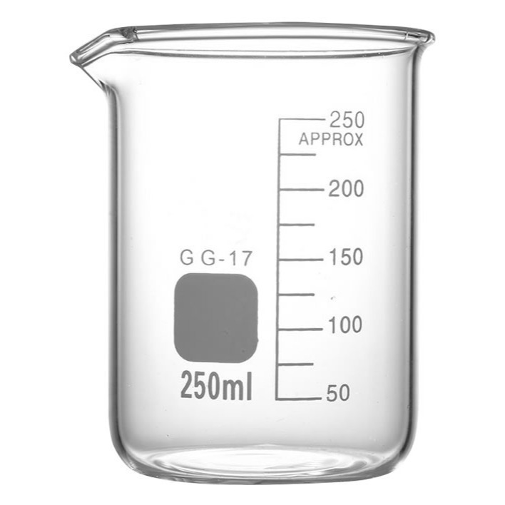 寬口燒杯 耐熱玻璃量杯 實驗燒杯 250ml 玻璃無柄低型燒杯 實驗室量杯 加熱容器 玻璃燒杯 【頭手工具】GCL250-細節圖2