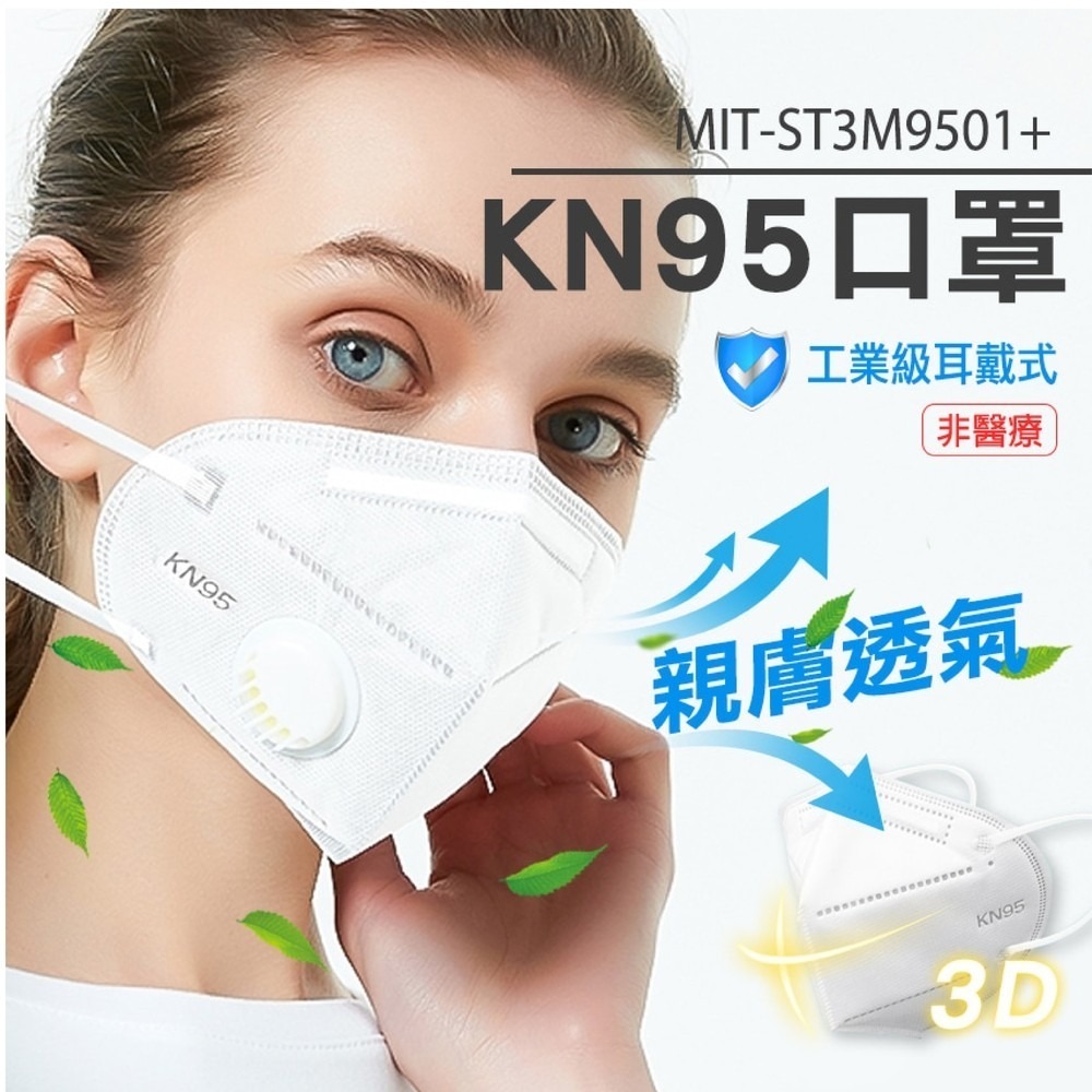 【儀表】ST3M9501+ 十入 代工廠工業級KN95口罩 呼吸閥口罩 魚型口罩 拋棄式面罩 防飛沫口罩 一次性立體口罩-細節圖3