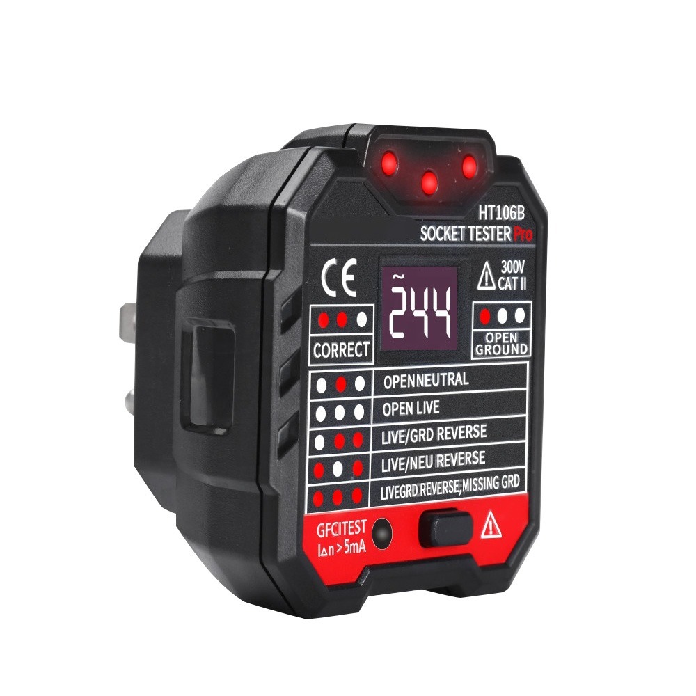 【儀表】MET-HT106B 插座安全絕緣測試器 插座檢測儀 線路檢測器 地線火線 驗屋 三線檢測插檢器 測電壓-細節圖2