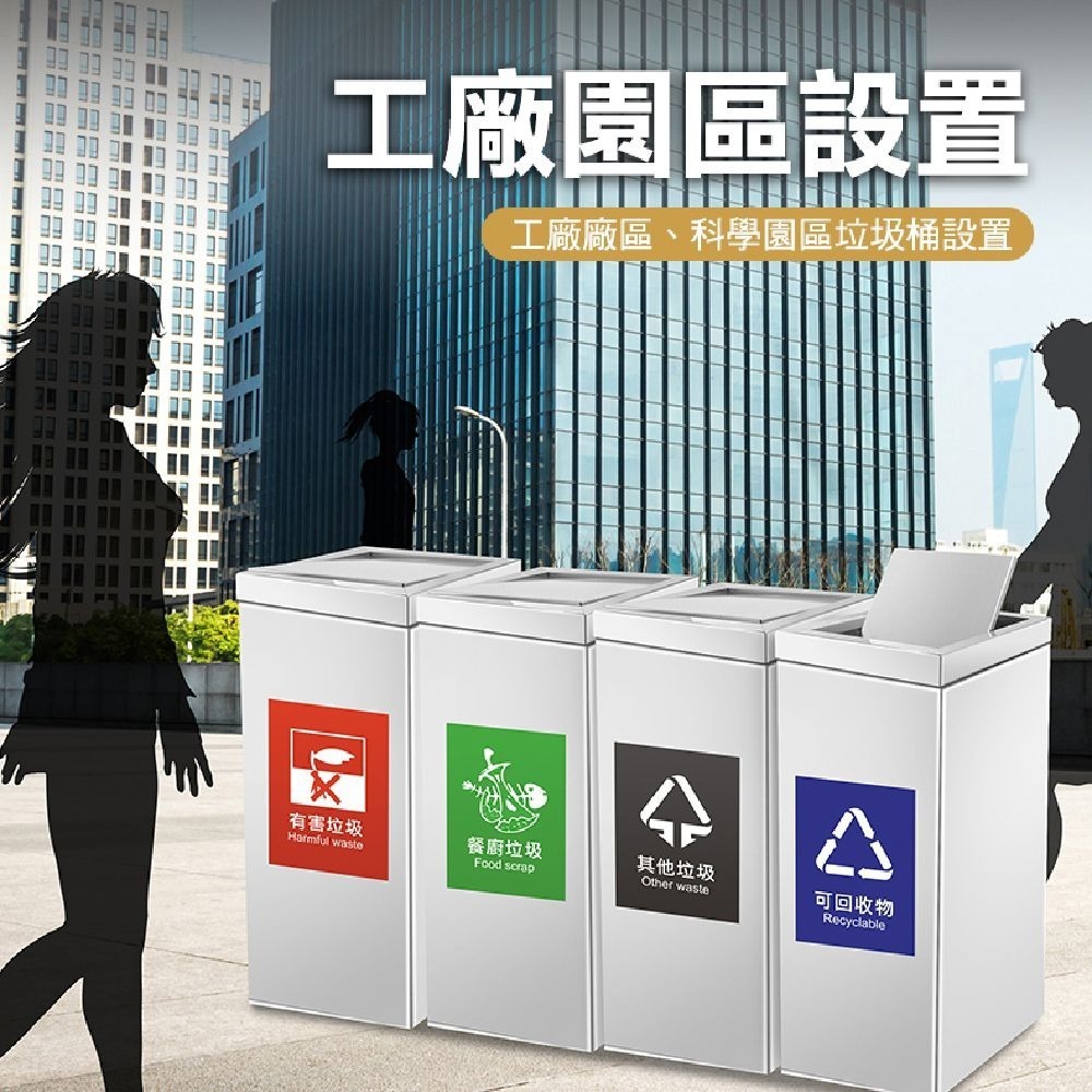 【儀表】STC90S 辦公室分類回收桶 各類垃圾桶 方型垃圾桶 工廠垃圾桶 贈貼紙 搖擺蓋不鏽鋼垃圾桶 分類垃圾桶-細節圖3