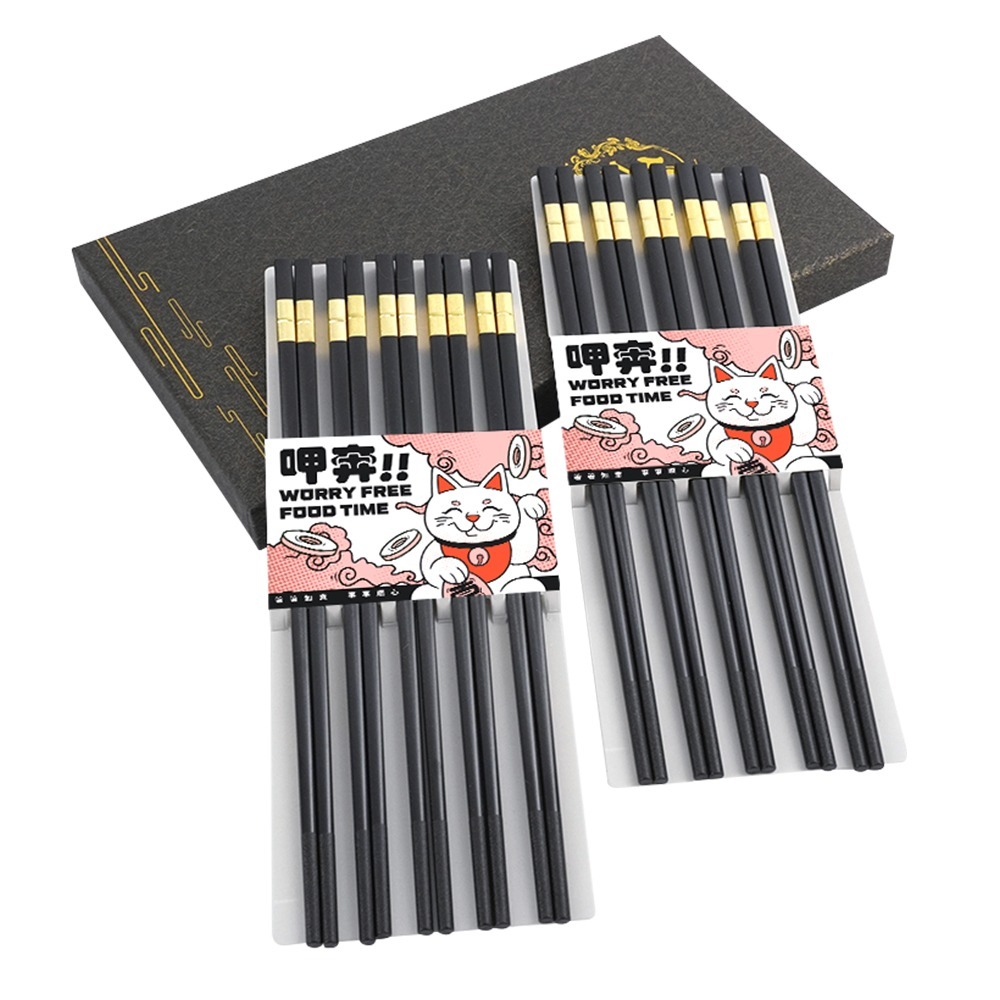 【儀表】CPMBG275-10 餐具禮盒 交換禮物 黑金筷子 27.3cm合金筷禮盒 耐熱筷 業務禮贈 環保筷子組-細節圖2