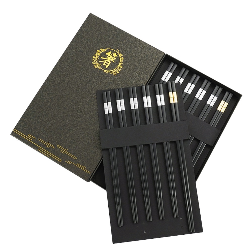 【儀表】CPMBS245-10S 合金筷 家庭筷 24.5/27.5公分筷子 黑銀公筷 黑金公筷 12雙筷子禮盒組-細節圖2