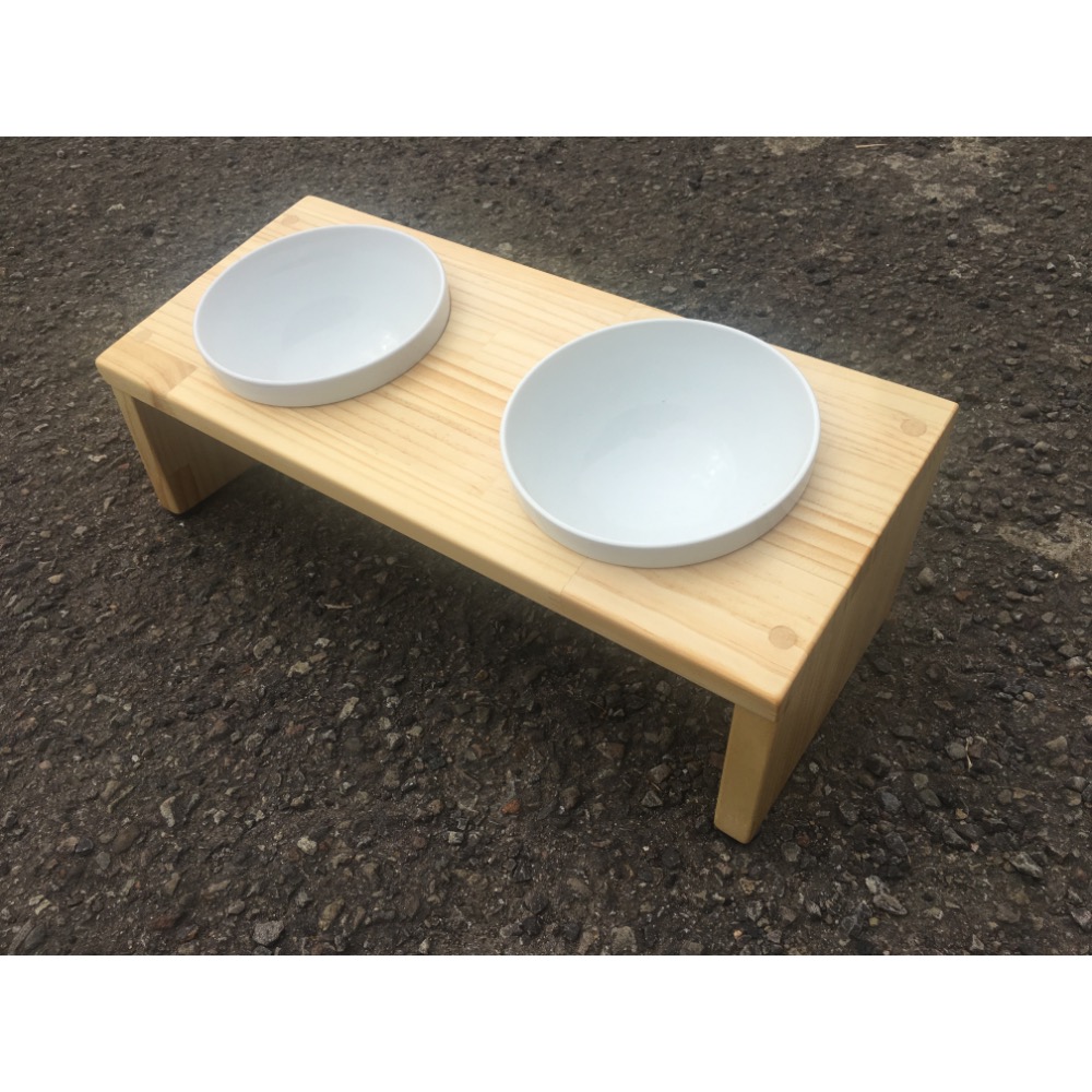 💯S號 手工原木寵物碗架 斜面雙口寵物餐桌 毛孩狗狗貓咪碗架-細節圖3