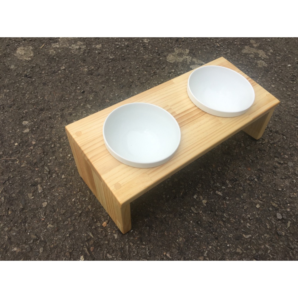 💯S號 手工原木寵物碗架 斜面雙口寵物餐桌 毛孩狗狗貓咪碗架-細節圖4