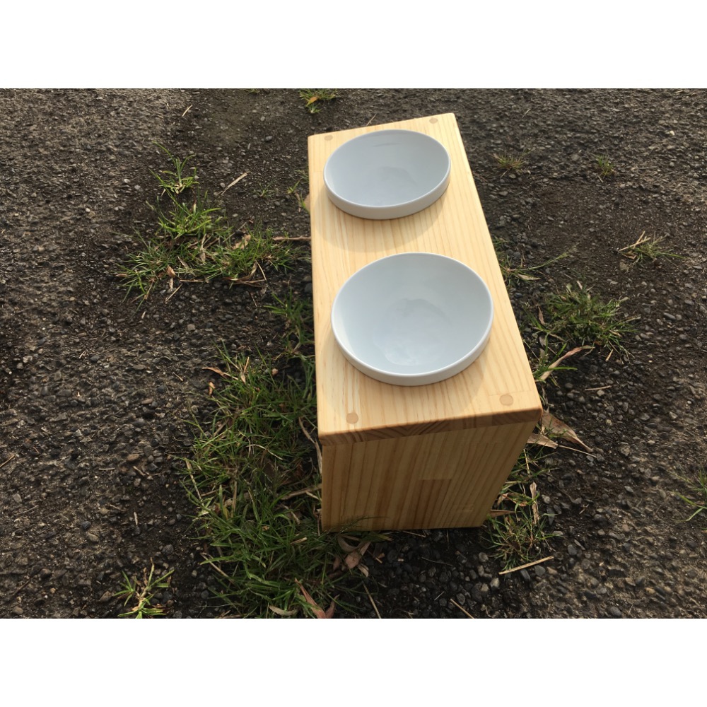 💯S號 手工原木寵物碗架 斜面雙口寵物餐桌 毛孩狗狗貓咪碗架-細節圖6