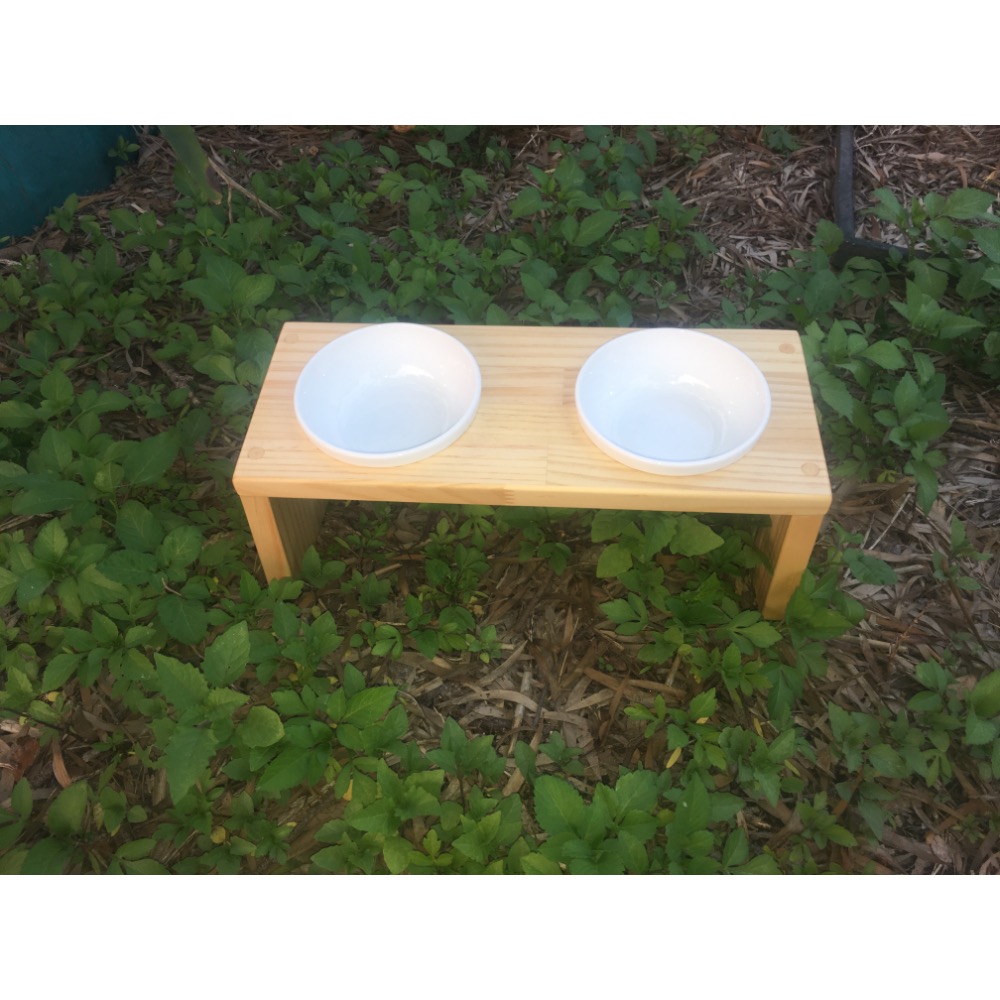 💯S號 手工原木寵物碗架 斜面雙口寵物餐桌 毛孩狗狗貓咪碗架-細節圖7