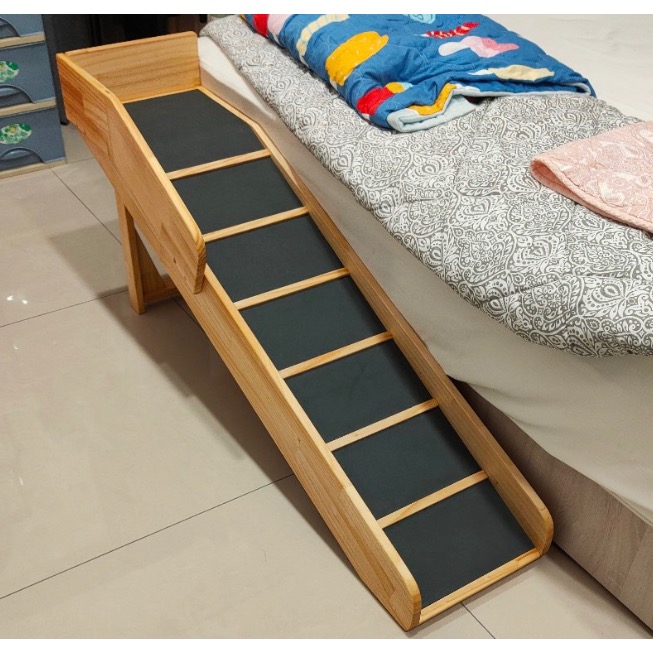 💜L護欄+止滑木條 平台式寵物用輔助斜坡樓梯 斜度25度 狗狗爬坡 寵物斜坡 可訂製-細節圖2