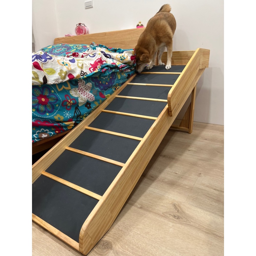 💜L護欄+止滑木條 平台式寵物用輔助斜坡樓梯 斜度25度 狗狗爬坡 寵物斜坡 可訂製-細節圖3