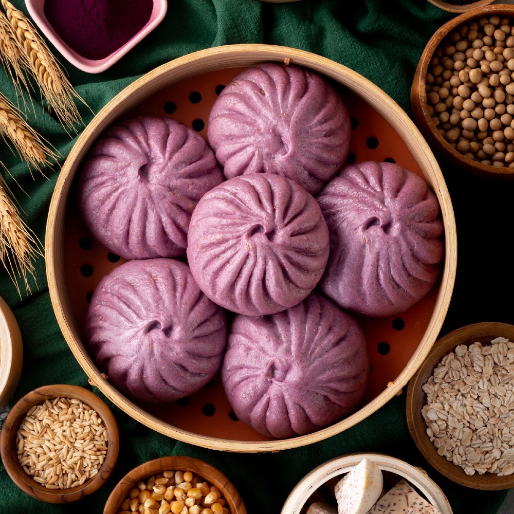 【福穀樂】爆漿香芋包3入(奶素 紫薯 芋頭包 芋泥包 芋泥餡 非油炸 大甲檳榔心芋頭 雜糧包子 團購冠軍 冷凍出貨)-細節圖4