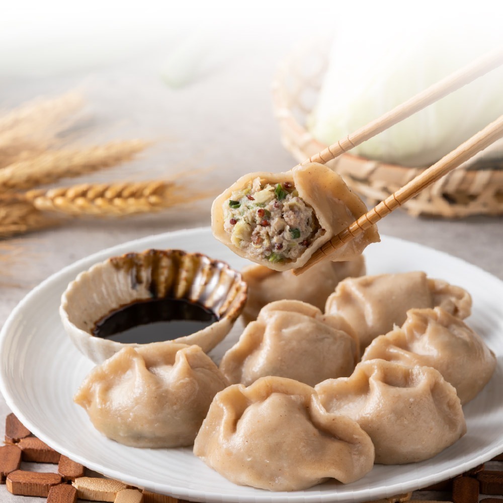 【福穀樂】高麗菜鮮肉雜糧水餃2包（葷食 餛飩 豬肉蒸餃 熟食水餃 人氣餃子 穀物餃皮 親子共食 高麗菜煎餃 寶寶食品）-細節圖4