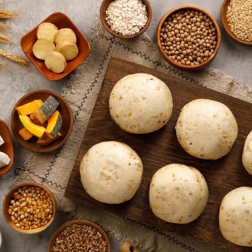 【福穀樂】三寶雜糧饅頭1顆(奶素 南瓜饅頭 地瓜饅頭 芋頭饅頭 素食饅頭 收涎饅頭 老麵發酵 膳食纖維 銅板美食)-細節圖4