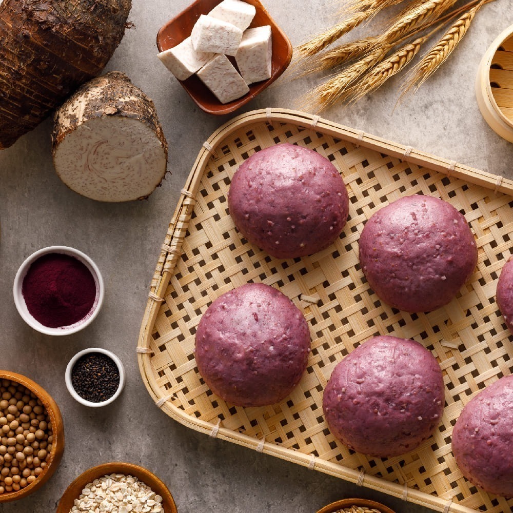 【福穀樂】香芋雜糧饅頭3入(奶素 芋艿 小芋頭 芋頭控 真芋頭 銀髮族 台灣製 紫芋地瓜 軟糯口感 高雄甲仙 農漁特產)-細節圖5