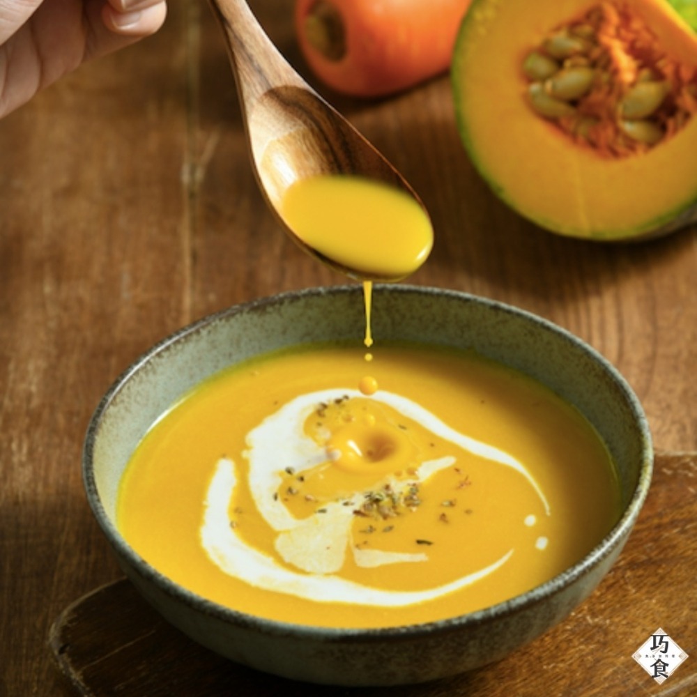 【福穀樂】無添加南瓜濃湯1包（奶素 無味精 無雞粉 無粉泡 蔬菜高湯 巧達濃湯 法式湯品 義式料理 加熱即食 台灣製造）-細節圖2