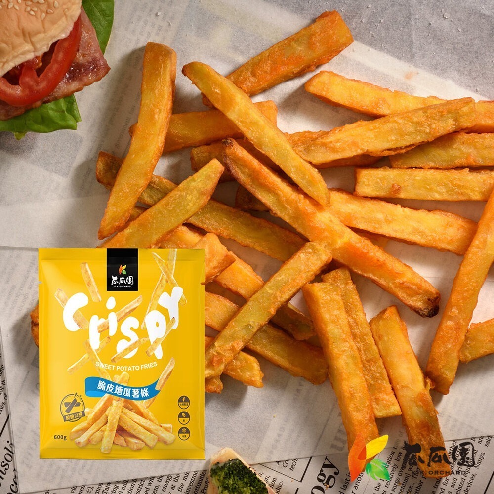 【福穀樂】脆皮地瓜薯條1包（全素 點心零食 黃金脆薯 金黃薯條 波浪薯條 冷凍食品 台灣製造 薯條伴手禮 瓜瓜園薯條）-細節圖2