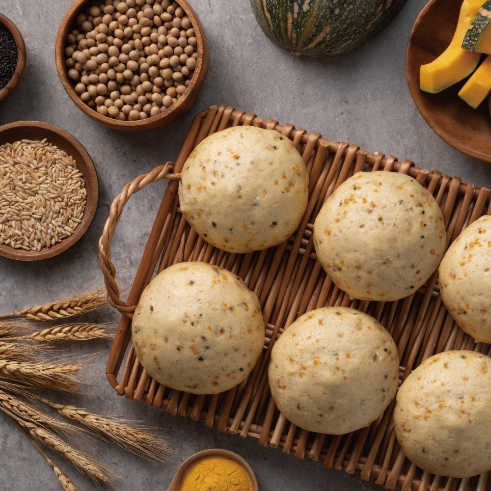 【福穀樂】南瓜雜糧饅頭1顆(奶素 南瓜丁 南瓜塊 南瓜粉 維生素 寶寶饅頭 阿成南瓜 葫蘆南瓜 自產自銷 冷凍饅頭 )-細節圖3