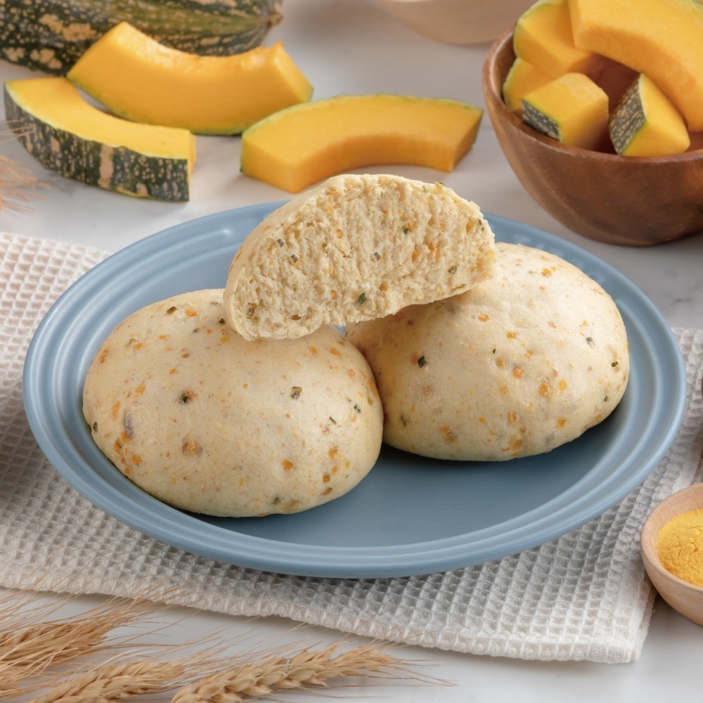 【福穀樂】南瓜雜糧饅頭1顆(奶素 南瓜丁 南瓜塊 南瓜粉 維生素 寶寶饅頭 阿成南瓜 葫蘆南瓜 自產自銷 冷凍饅頭 )-細節圖4