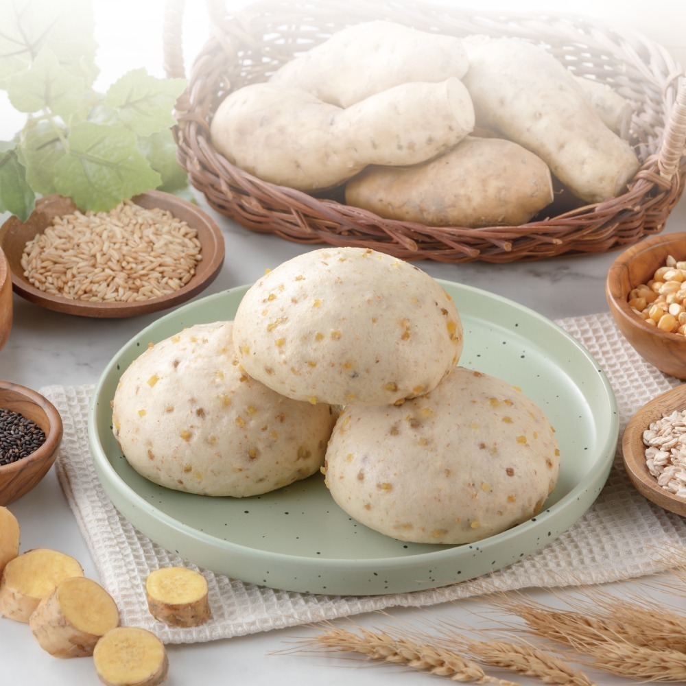 【福穀樂】地瓜雜糧饅頭3入(奶素 甘藷 甜薯 全穀物 副食品 低GI 超級食物 中式餐點 IQF急速冷凍 滿千免運)-細節圖5