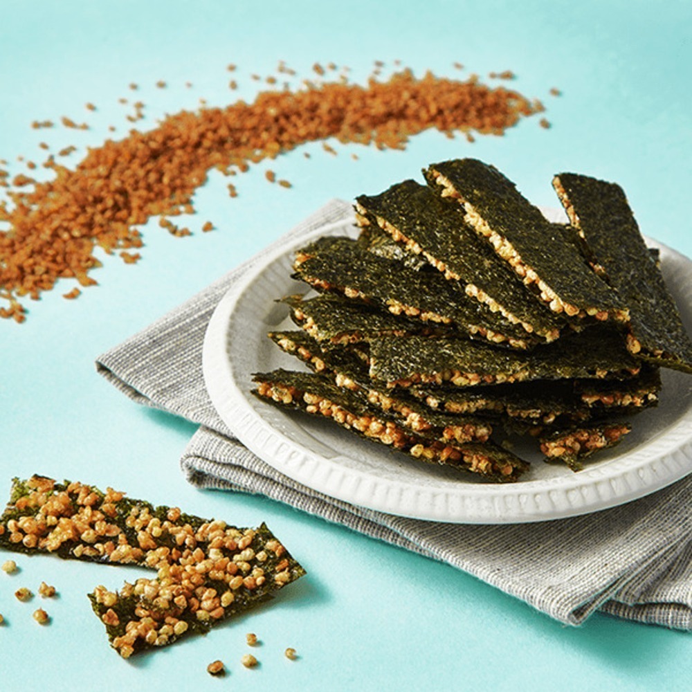 【福穀樂】黃金蕎麥海苔薄燒2包（全素  非油炸 台灣官方 日式薄燒 辦公室團購 純素零嘴 開立發票 岩燒海苔 片烤海苔）-細節圖4