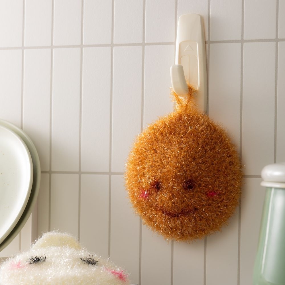 【福穀樂】手作菜瓜布1入（海綿 刷子 洗碗巾 玻璃絲DIY 洗碗必備 絲光手勾 廚房用具 清洗餐具 台灣製造 韓國菜瓜布-規格圖3