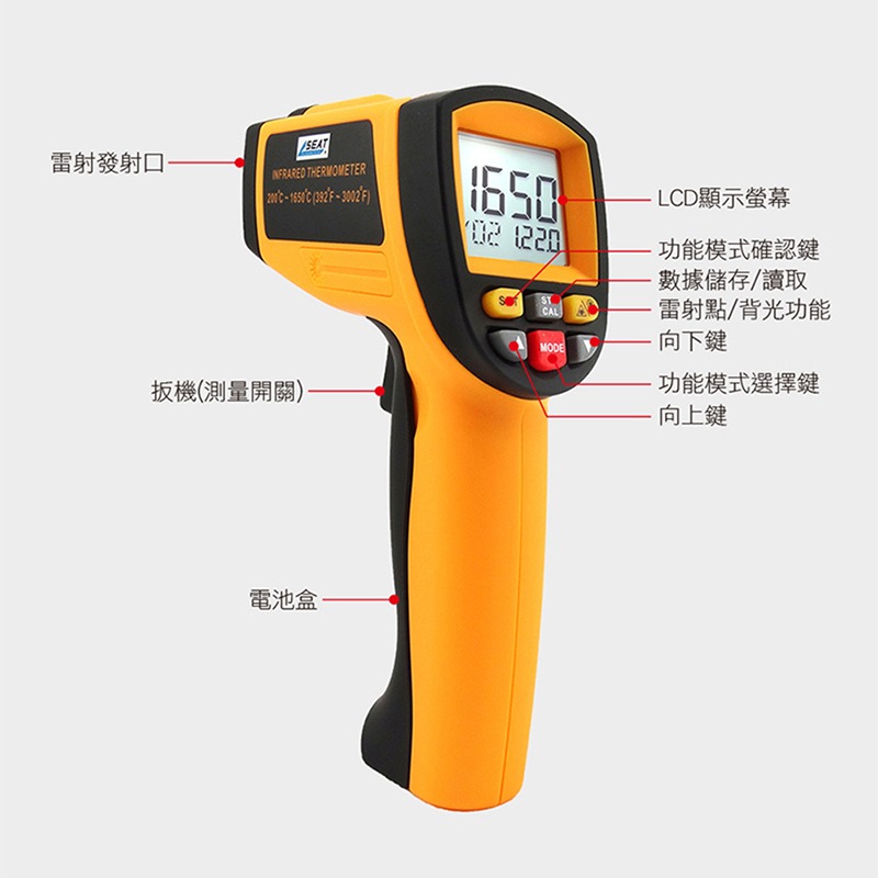 紅外線溫度槍 200℃-1650℃/測量 紅外線測溫儀 高溫手持測溫槍【精準】TG1650 手持測溫槍  紅外線 測溫儀-細節圖3