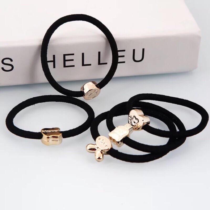 [現貨]簡約高彈力電鍍百搭黑色髮圈-細節圖2