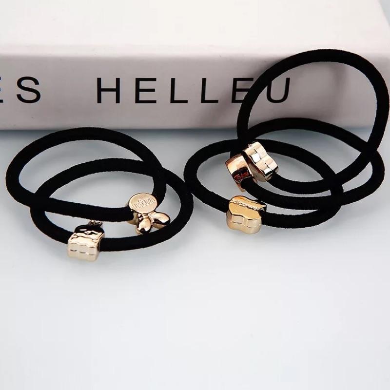 [現貨]簡約高彈力電鍍百搭黑色髮圈-細節圖3