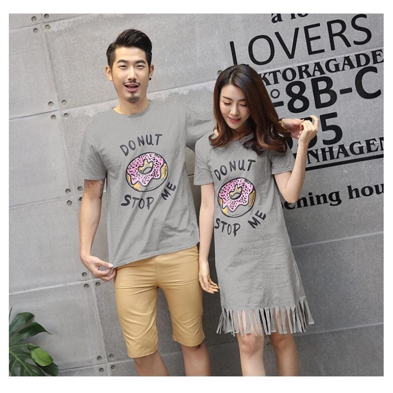 [現貨]甜甜圈短袖T恤親子裝 母女流蘇連身裙-細節圖9