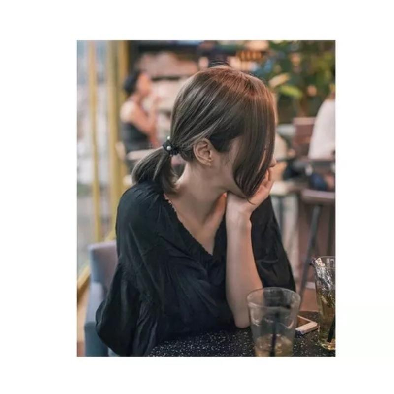 [現貨]韓版百搭簡約高彈力無接縫珍珠毛巾髮圈-細節圖4