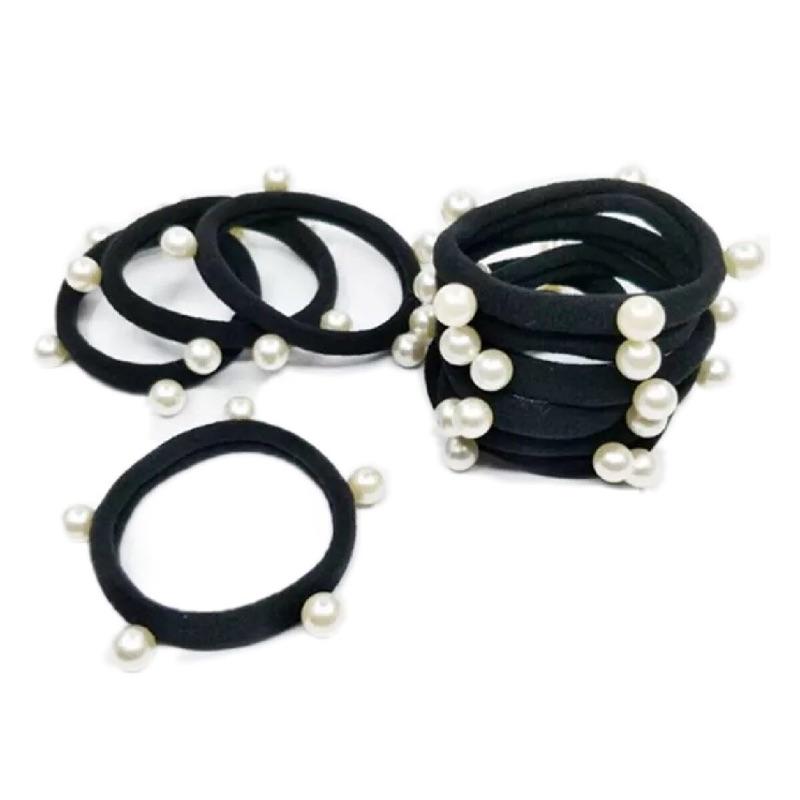 [現貨]韓版百搭簡約高彈力無接縫珍珠毛巾髮圈-細節圖8