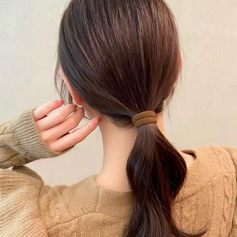 [現貨]氣質高彈力髮圈（100入）毛巾圈高馬尾髮圈 無縫皮筋簡約高彈力頭繩-細節圖5