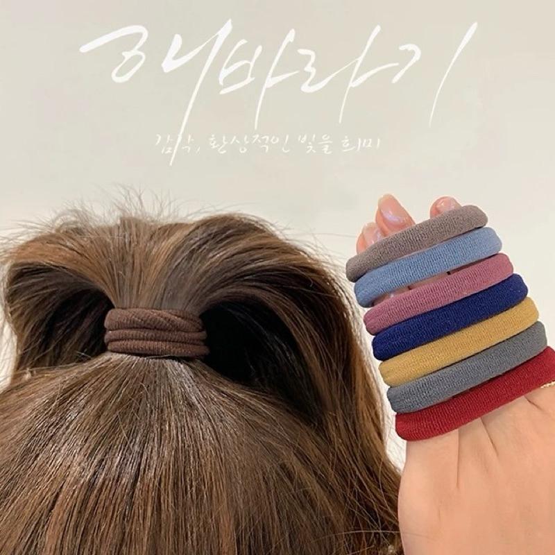[現貨]氣質高彈力髮圈（100入）毛巾圈高馬尾髮圈 無縫皮筋簡約高彈力頭繩-細節圖6
