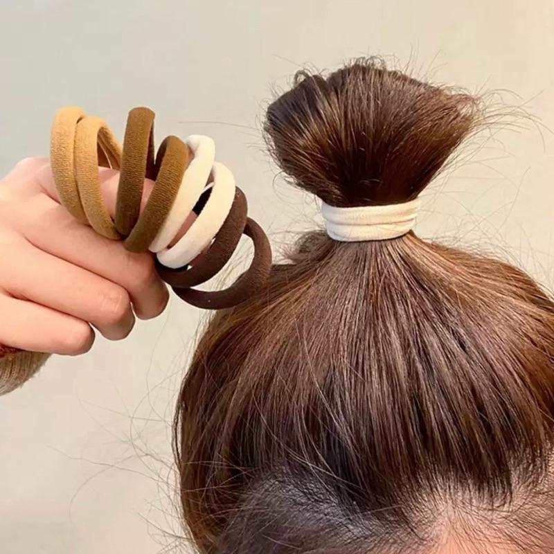 [現貨]氣質高彈力髮圈（100入）毛巾圈高馬尾髮圈 無縫皮筋簡約高彈力頭繩-細節圖7