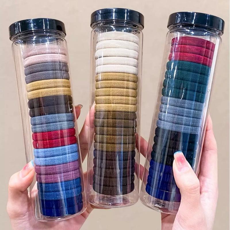 [現貨]氣質高彈力髮圈（100入）毛巾圈高馬尾髮圈 無縫皮筋簡約高彈力頭繩-細節圖8