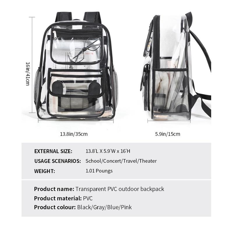 [現貨]透明包包 pvc大容量透明防水後背包 雙肩包 書包-細節圖7