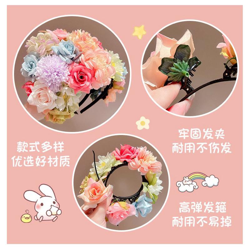 [現貨]民族風花朵髮箍 花童髮飾 復古頭飾女 古風漢服配飾 花環頭飾-細節圖8